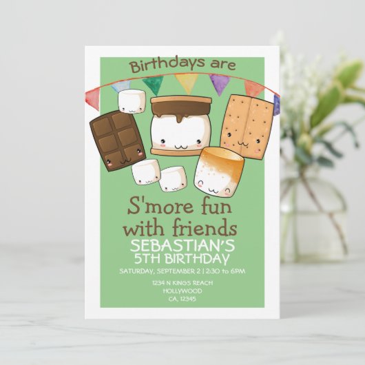 Birthdays is leuker voor vrienden marshmallow kaart (Staand voorkant)