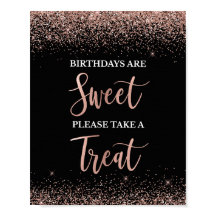 Birthdays zijn Sweet Roos Gold & Black Party Sign.