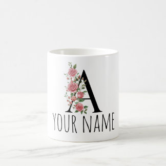 BirthFlower Monogram Letter  Name Mug