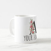 BirthFlower Monogram Letter Name Mug Koffiemok (Voorkant links)