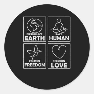Birthplace Earth Race Human CoheLove Ronde Sticker