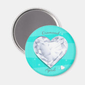Birthstenen April Diamond cool blue Heart Magneet (Voorkant / Achterkant)