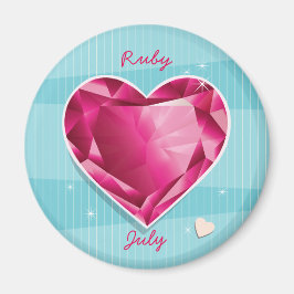 Birthstenen Juli Ruby Red Heart Magneet