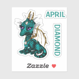 Birthstone Baby Dragon April Diamond Sticker