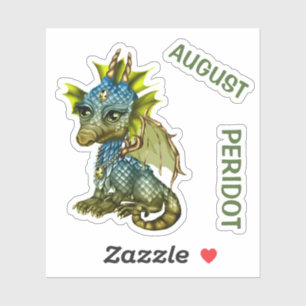 Birthstone Baby Dragon August Peridot Sticker