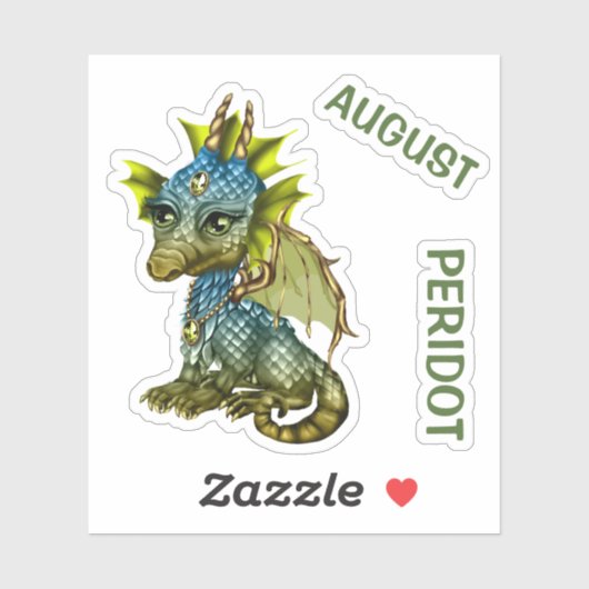 Birthstone Baby Dragon August Peridot Sticker (Vel)