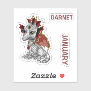 Birthstone Baby Dragon Januari Granaat Sticker