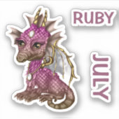 Birthstone Baby Dragon July Ruby Sticker (Voorkant)
