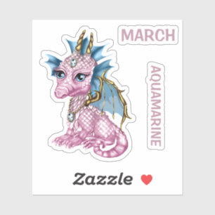 Birthstone Baby Dragon March Aquamarijn Sticker