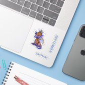 Birthstone Baby Dragon September Sapphire Sticker (Laptop met iPhone)