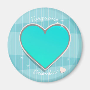 Birthstone December Turquoise blue Heart Magneet