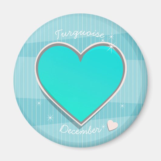 Birthstone December Turquoise blue Heart Magneet (Voorkant)