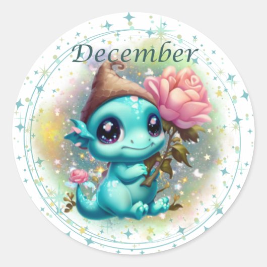 Birthstone December Turquoise Dragon Sticker (Voorkant)