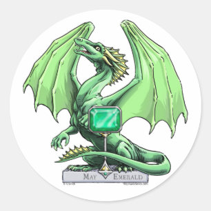 Birthstone Dragon: Emerald Ronde Sticker