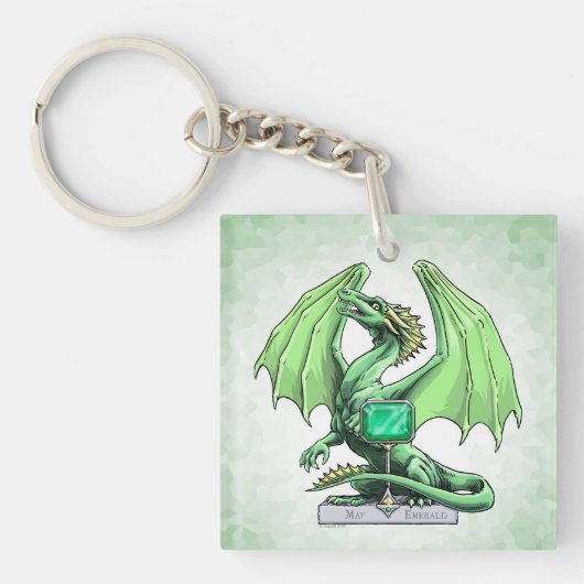 Birthstone Dragon: Emerald Sleutelhanger (Voorkant)