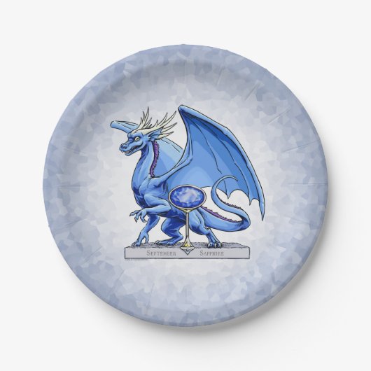 Birthstone Dragon: Sapphire Papieren Bordje (Voorkant)