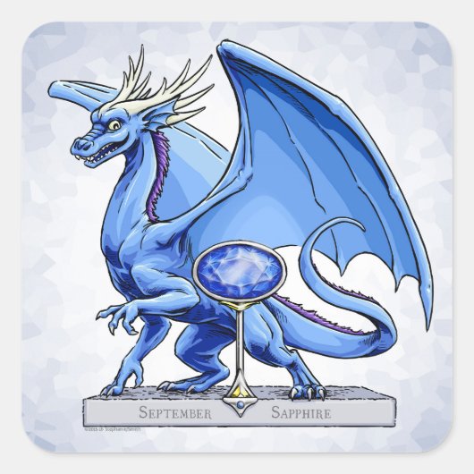 Birthstone Dragon: Sapphire Vierkante Sticker (Voorkant)
