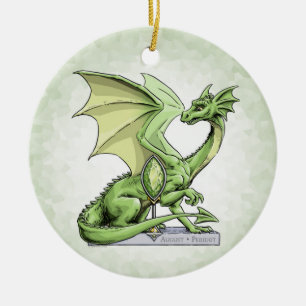 Birthstone Dragon van augustus: Peridot Ornament