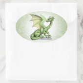 Birthstone Dragon van augustus: Peridot Ovale Sticker (Tas)