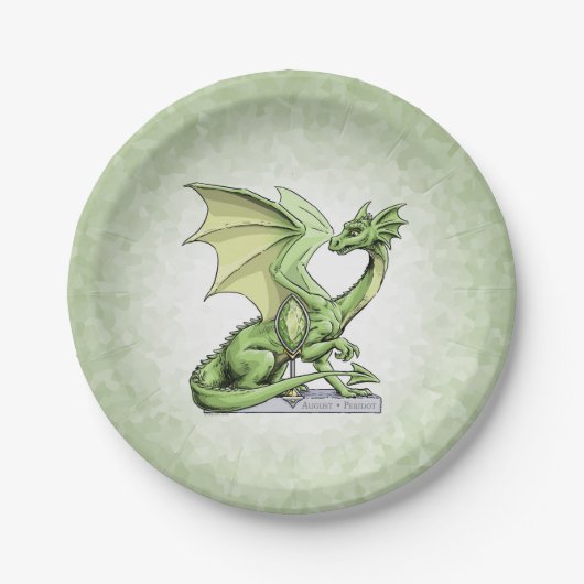Birthstone Dragon van augustus: Peridot Papieren Bordje (Voorkant)