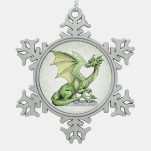 Birthstone Dragon van augustus: Peridot Tin Sneeuwvlok Ornament