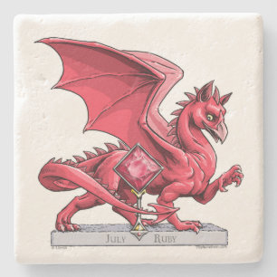Birthstone Dragon van juli: Ruby Stenen Onderzetter