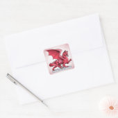 Birthstone Dragon van juli: Ruby Vierkante Sticker (Envelop)