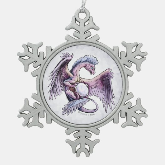 Birthstone Dragon van oktober: Opal Tin Sneeuwvlok Ornament (Voorkant)