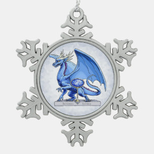 Birthstone Dragon van september: Saffier Tin Sneeuwvlok Ornament