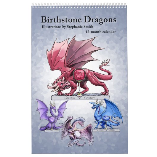 Birthstone Dragons Fantasy Art Kalender (Hoes)
