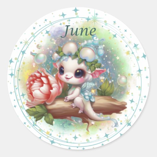 Birthstone June Pearl Dragon Sticker (Voorkant)