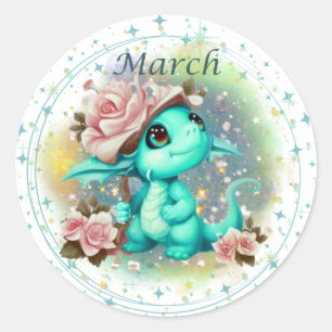 Birthstone March Aquamarijn Dragon Sticker