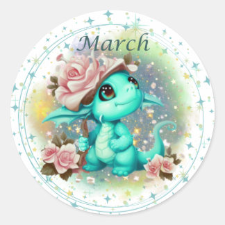 Birthstone March Aquamarijn Dragon Sticker