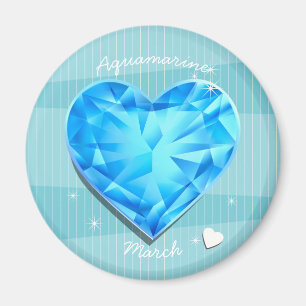 Birthstone March Aquamarine blue Heart Magneet