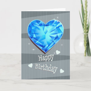 Birthstone March Blue Aquamarine Heart Verjaardag Kaart