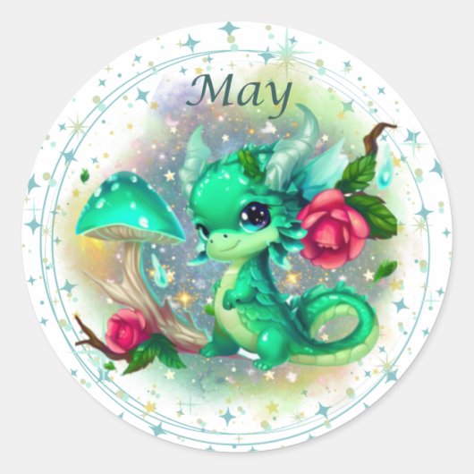 Birthstone May Emerald Dragon Sticker (Voorkant)