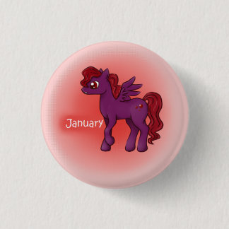 Birthstone Pegasus Pony- Januari/Garnet Ronde Button 3,2 Cm