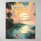 Biscayne National Park Poster Art Print, Retro Nat (Voorkant)