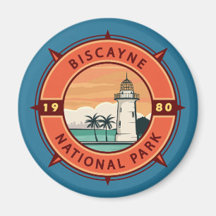 Biscayne National Park Retro Compass Emblem Magneet