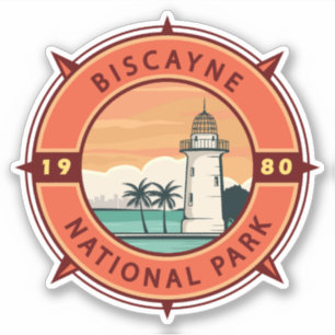 Biscayne National Park Retro Compass Emblem Sticker