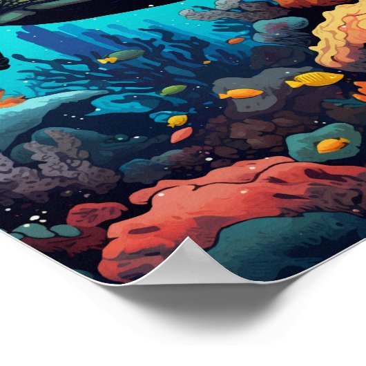 Biscayne National Park Turtle Illustratie Retro Poster (Hoek)