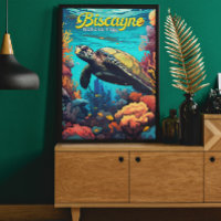 Biscayne National Park Turtle Illustratie Retro