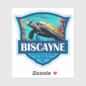 Biscayne National Park Turtle Illustratie Retro Sticker (Vel)