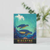 Biscayne, Turtles Onderwater, Florida, Reizen Briefkaart (Staand voorkant)