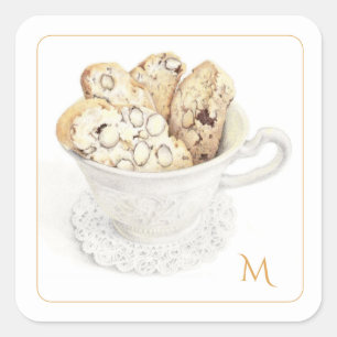 BISCOTTI 1,5" vierkante Stickers + Initiaal
