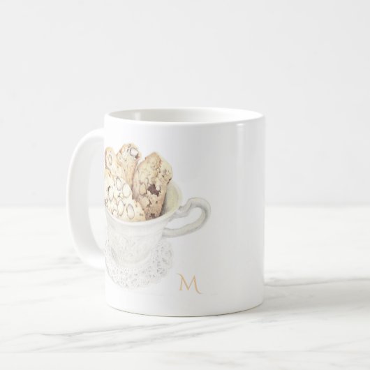 BISCOTTI Mug Blanc + Initiale (Devant gauche)