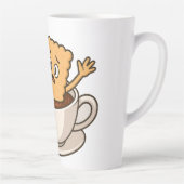 Biscuit in de problemen in een koffiekopje latte mok (Rechts)