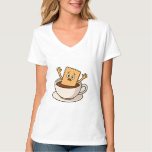 Biscuit in de problemen in een koffiekopje t-shirt