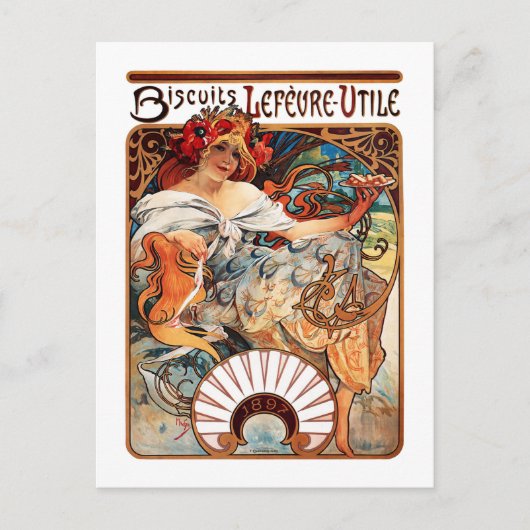 Biscuit, Mucha Briefkaart (Voorkant)