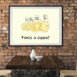 Biscuit Politie Tekening Funny Fancy een Cuppa Slo Poster